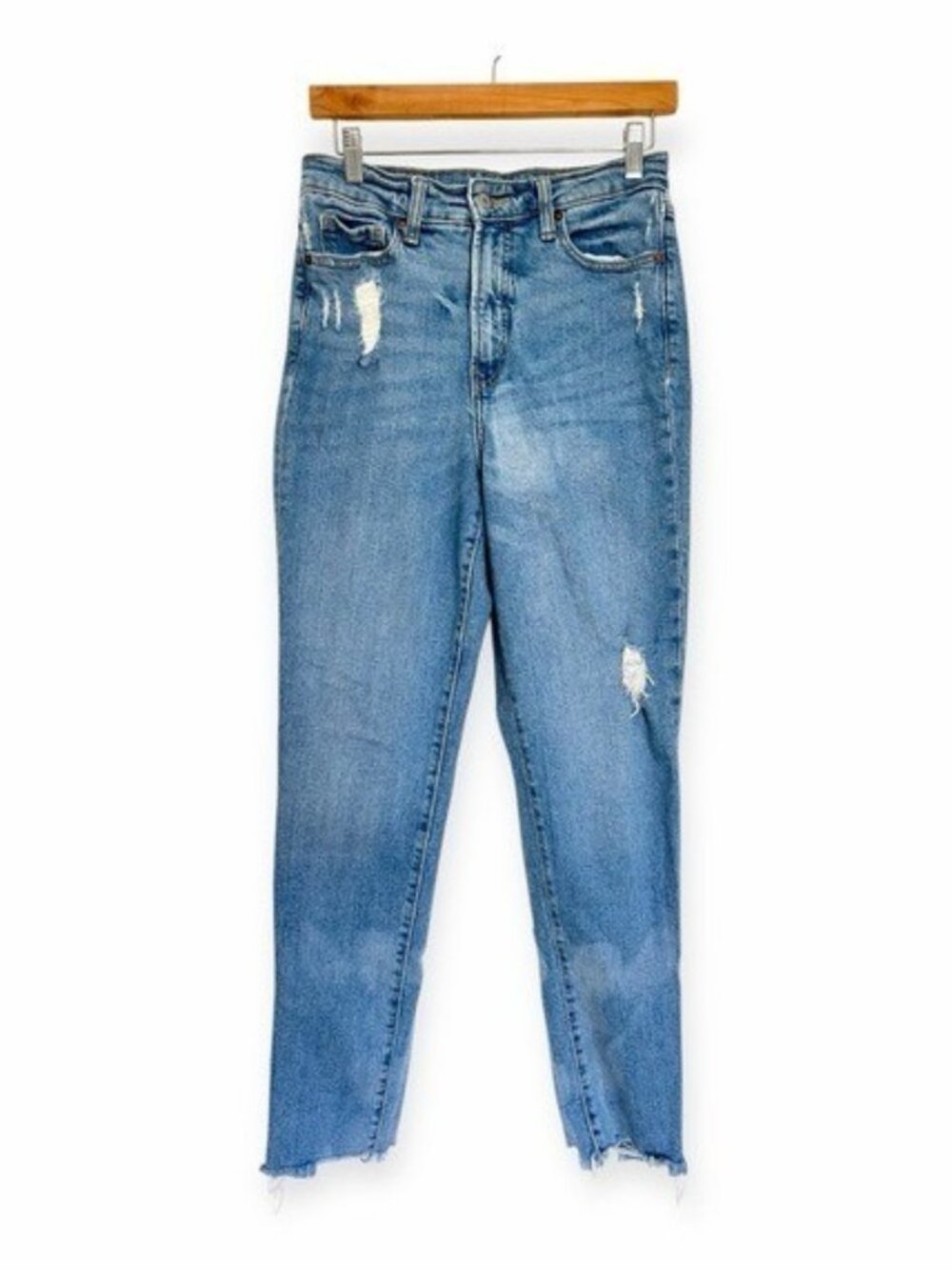 Old Navy Light Blue Distressed Straight Leg Jeans Size 6 Tall
